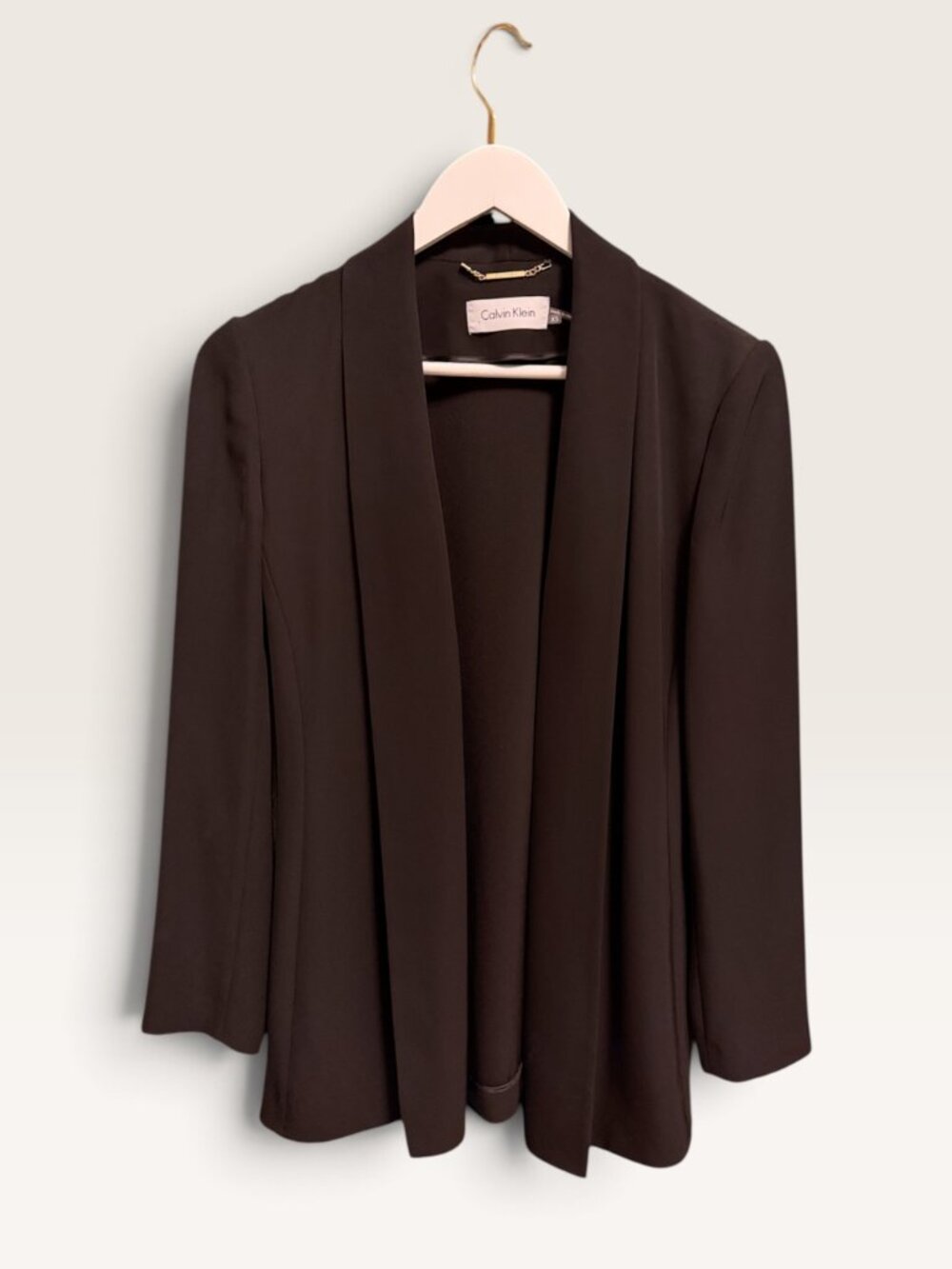 Women's Black Calvin Klein open-front blazer.